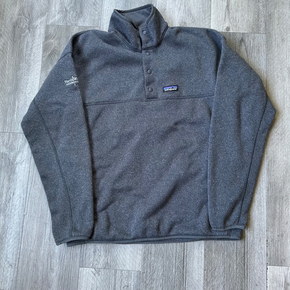 Patagonia Gray Snap-T Fleece Pullover 1/4 Snap company embroidered Size L